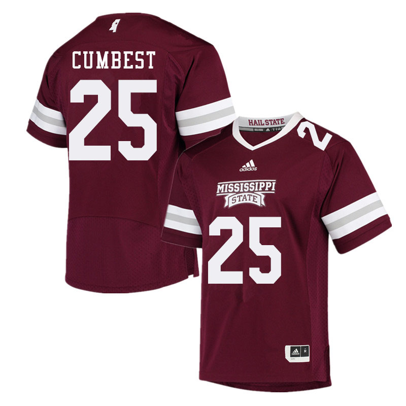Men #25 Brad Cumbest Mississippi State Bulldogs College Football Jerseys Sale-Maroon